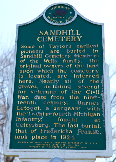 Sandhill Cemetery Marker